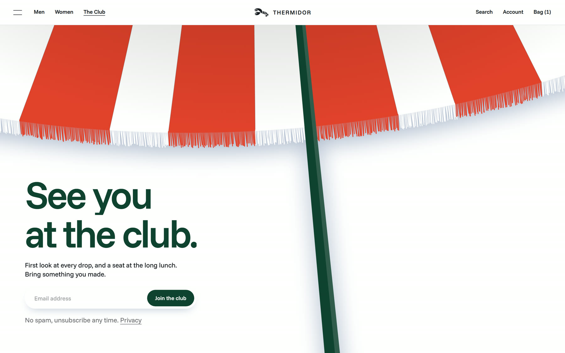 The Club, under a parasol that sways